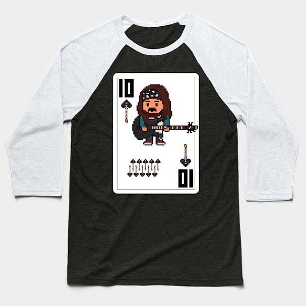 Pixelrockstars Ten of Spades Playing Card Baseball T-Shirt by gkillerb